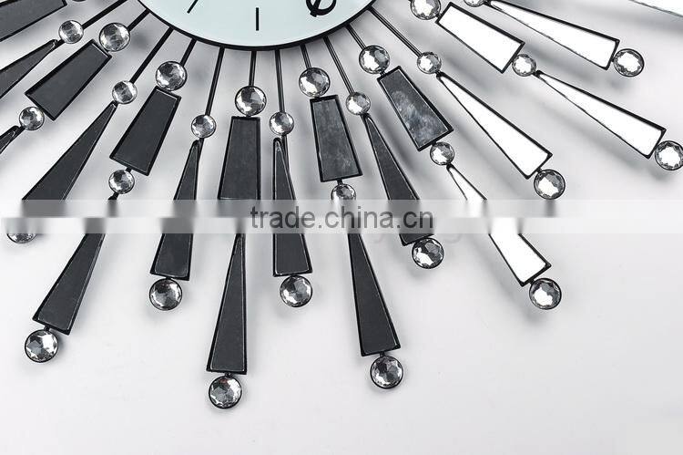 Metal crystal wall digital clock with mirror