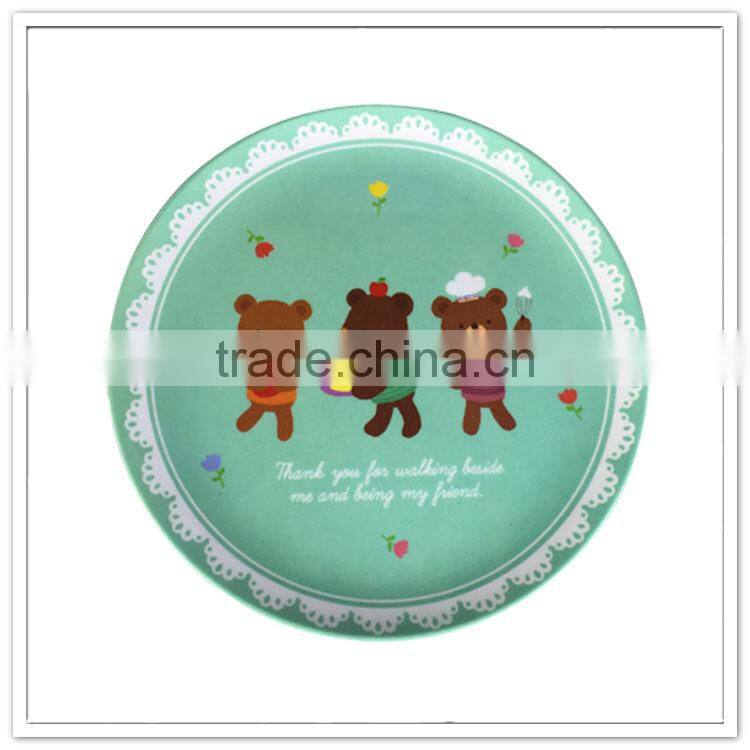 Cartoon bear printed food grade safety children laced 100% melamine plates