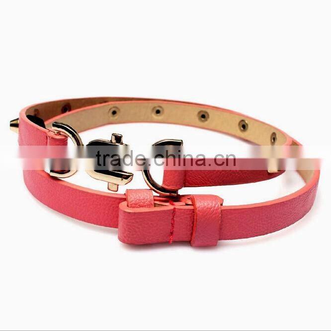 Fashion rivets decorated DU buckle sex girl thin pink PU waist belt