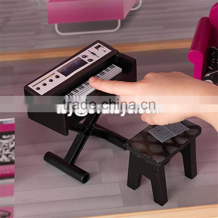 New style 30 furniture pieces children pretend play wooden giant doll house W06A222