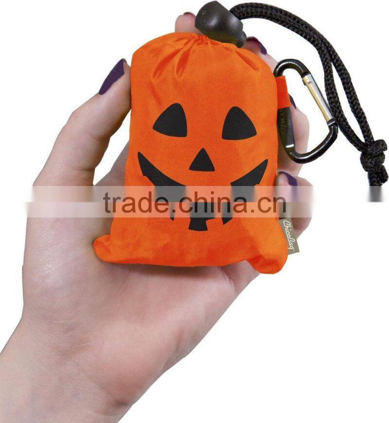 Customized skull shape design folding bags fashion Halloween black tote foldable bags Reusage foldable shoulder bags