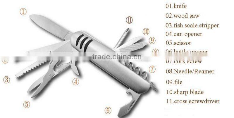 11PCS Useful Multifunction Knife Folding Knife Multifunction Pocket Knife With Stainless Steel Handle