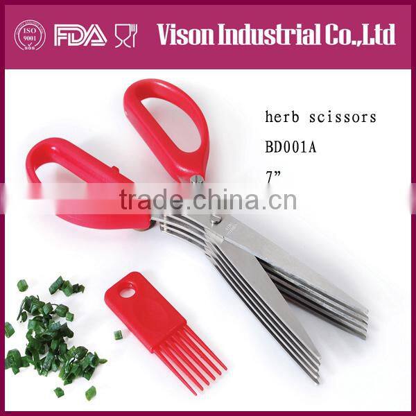 New Stainless Steel 5 Blade Cut Shredding Scissors Sharp Herb Kitchen Tool (BD001))