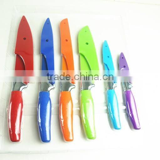 51006 6 pcs non-stick knife set with rubber handle