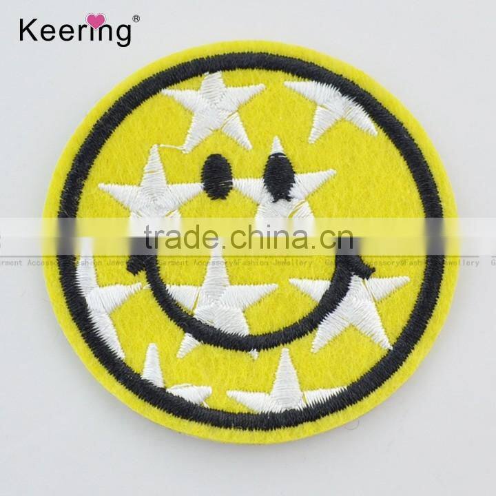 Colorful smiley face embroidery textile patch WEF-025
