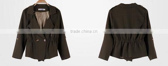 2015 ladies quality coat army green woman wholesale factory latest design coat