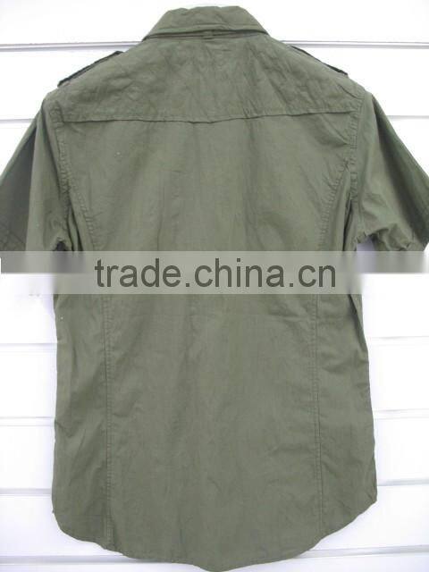 100% Cotton Poplin men's Crinkle Shirts , summer short sleeve shirts