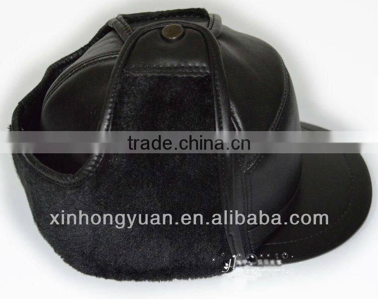 custom winter leather hats with earflaps for men