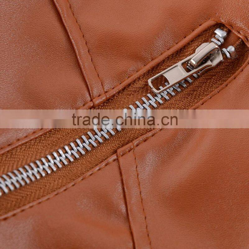 New winter apparel blank motorcycle pu leather jacket for women