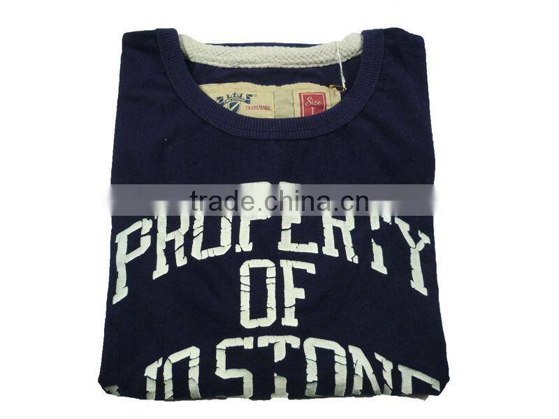 Wholesale mens cracked print o-neck t-shirt with acid wash