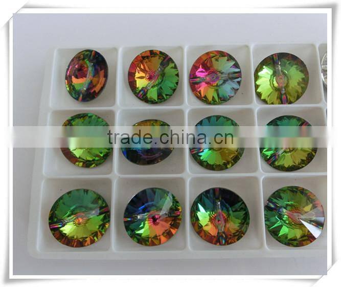 rainbow rivoli bicone crystal glass button for sofa furniture