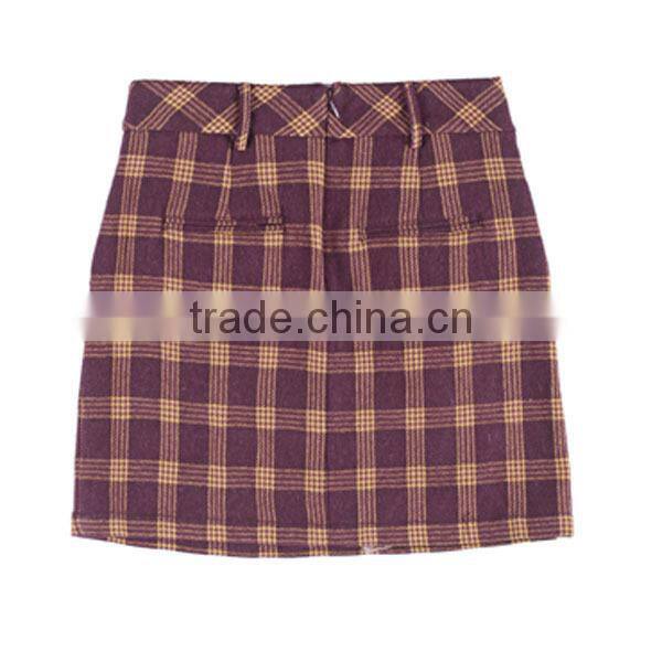New Arrival good quality check fabric sexy mini skirt models