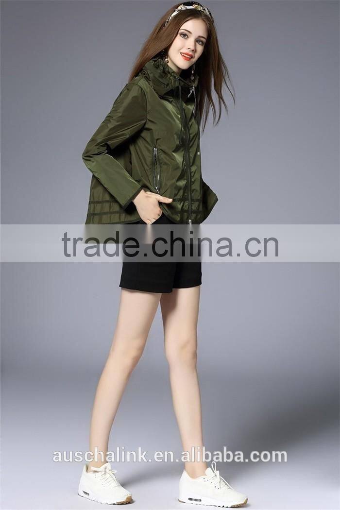 new style custom army green and navy nylon hoodie jacket cheap price