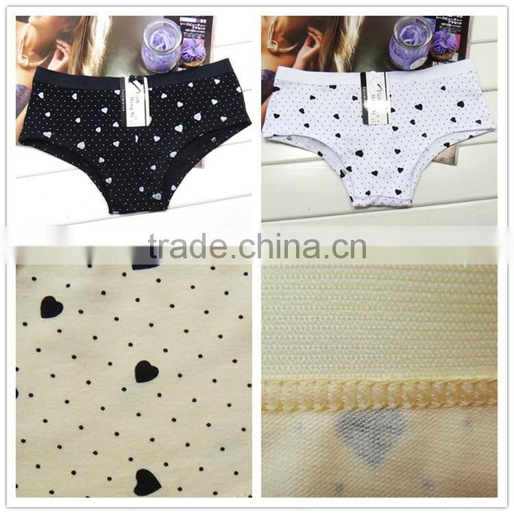 Fancy heart printing sexy lingerie soft cotton ladies brief mature women panty