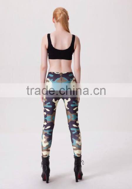 custom women quick dry and skinny all over camouflage printing full length gym tights