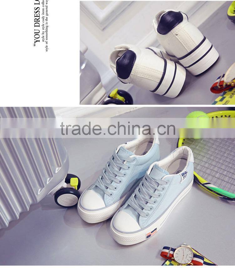 Ladies plain color increase canvas shoes wholesale