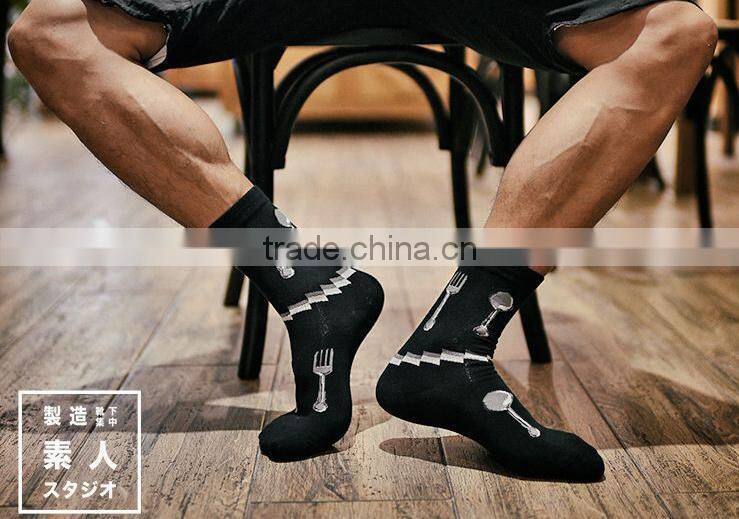 Fork and spoon the tidal sections for men and women socks cotton in tube socks wholesale EML-9-2031