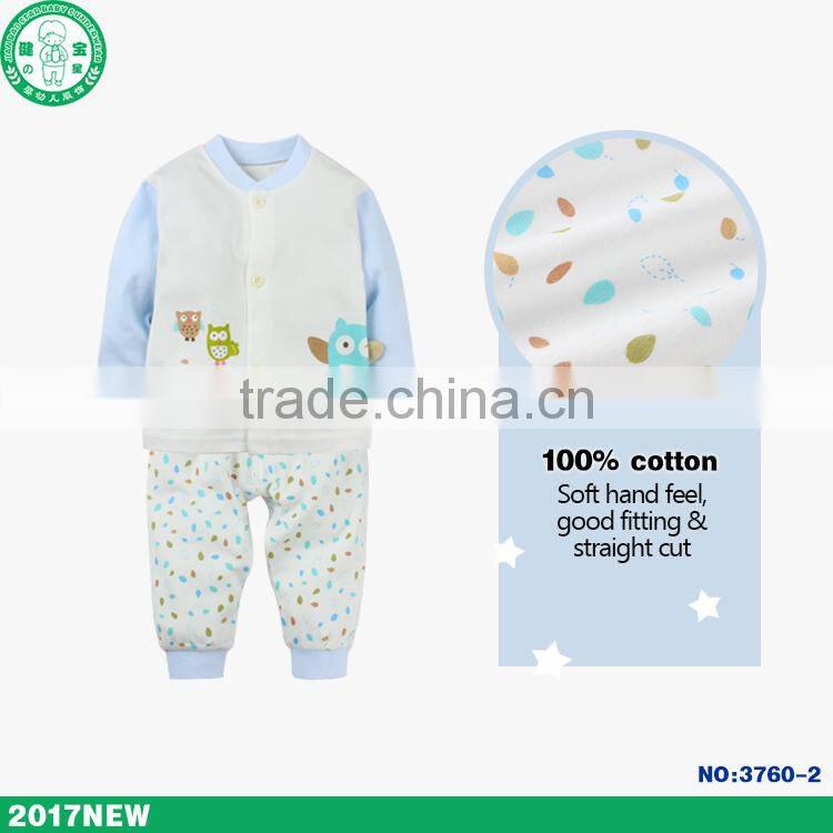 100% cotton long sleeve high quality 2 pcs children clothing set wholesale baby clothing