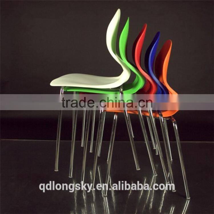LS-4029 popular plastic stackable armless chairs best price top supplier wholesale plastic chairs with Steel Legs