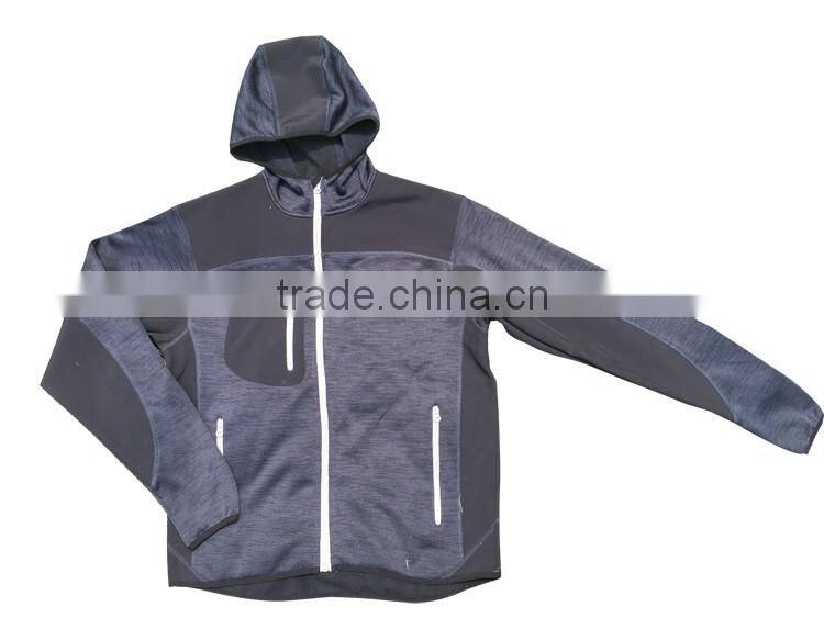 Autumn softshell hooded outdoor mens travel knitted jacket