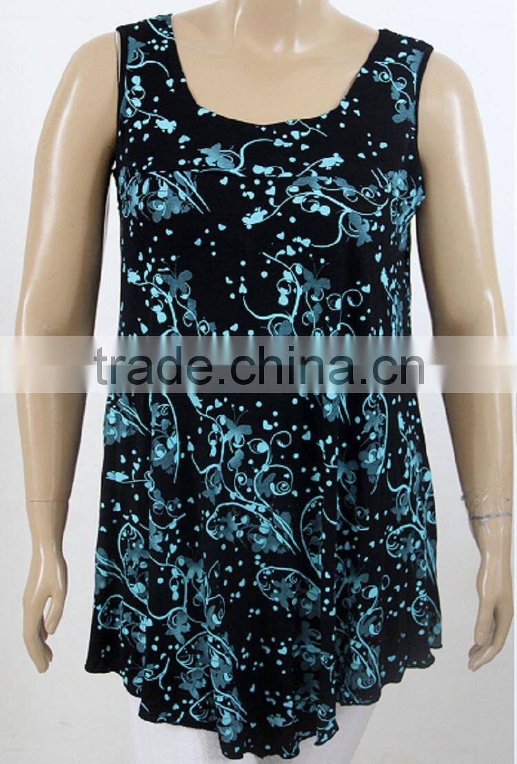 Modern style latest chiffon tops mature ladies sample blouse with flower print