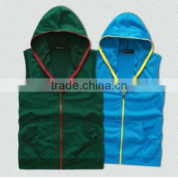 2016 Wholesale Fashion Custom Cotton Basic Plain Dyed Short Sleeve Hoodies