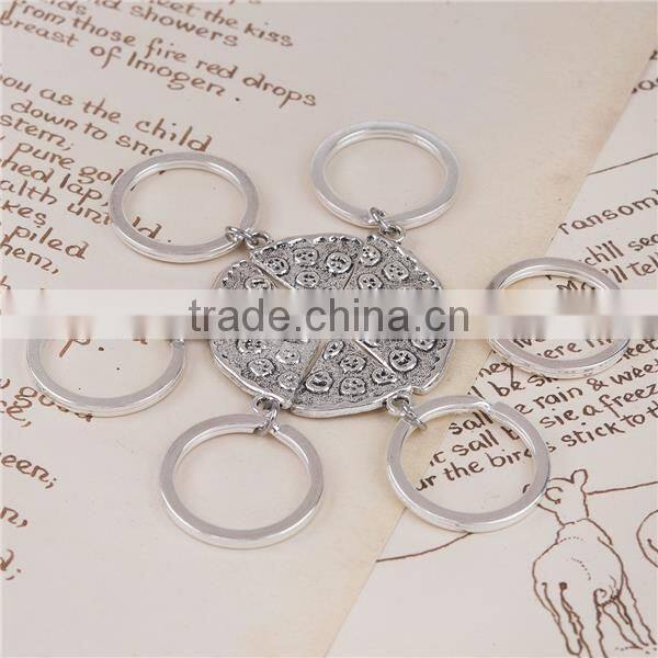 Keychain & Keyring Pizza Silver Plated Triangle Carved 4.6cm