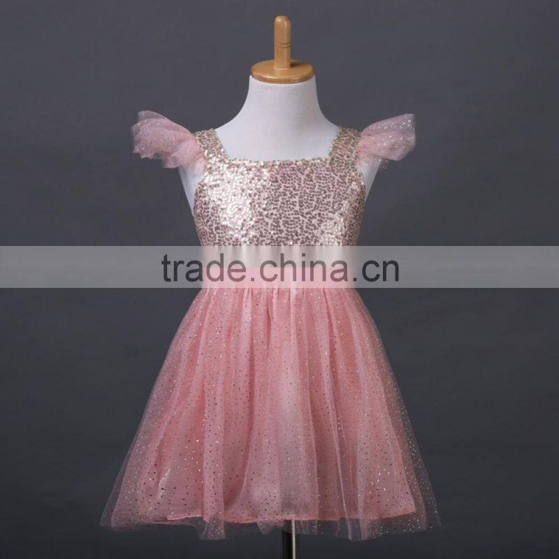Toddler dress pattern flower natural aqua flutter sleeve girl dress