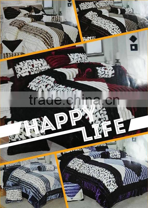 very warm and soft pv plush fabric quilt cover patchwork bedding set bedspreads