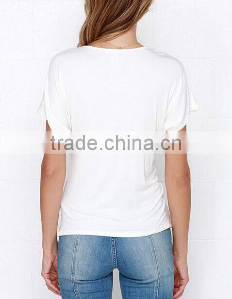 Special Street Style White V shape T shirt