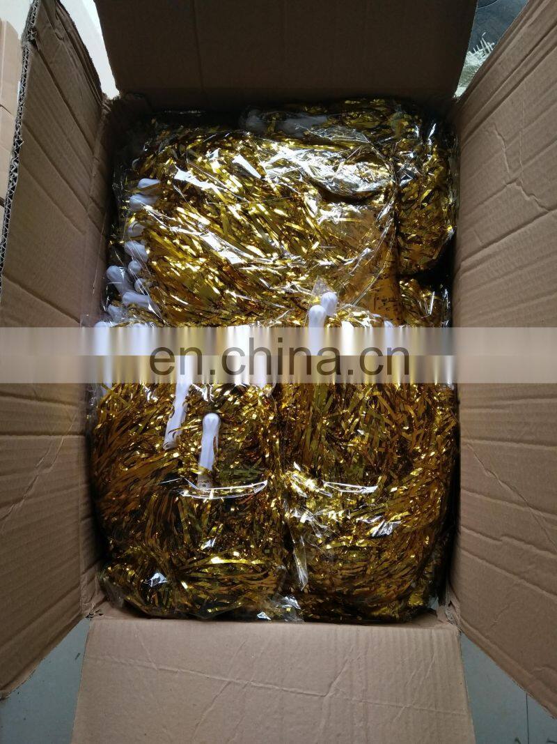 2017 hot promotion gifts wholesale gold cheerleading compressible tinsel pom poms MFJ-0078