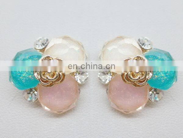 Fashionable exquisite occident mint green crystal earring stud