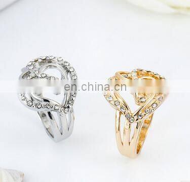 Twisty Heart Zircon Alloy Ring Wedding Engagement Rings High Quality Alloy Crystal Ring