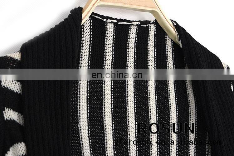 American style zebra striped design sweater long length cardigan