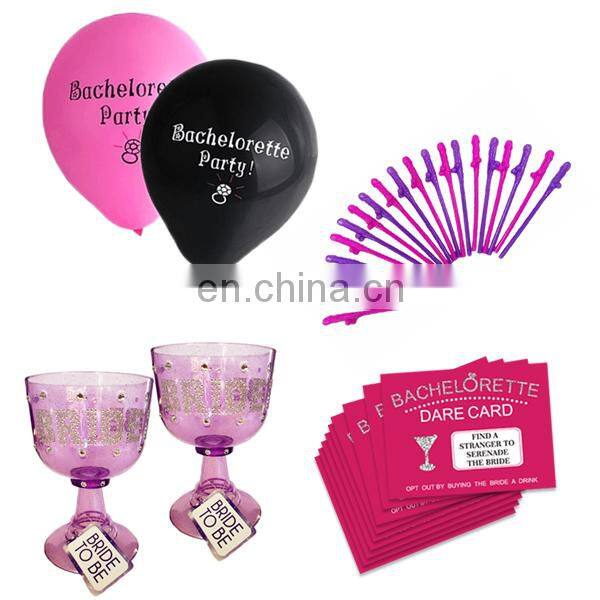 Bachelorette party balloons ,bride to be cups, bachelorette party staws and dare cards kits