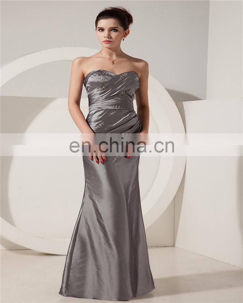 High Quality Grey Sweetheart Sleeveless Evening Gowns Floor Length Embroideried Ruched Mother Of The Bride Dress
