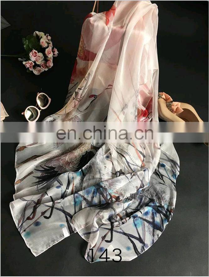 high quality feel soft pure silk scarf chinese scarf