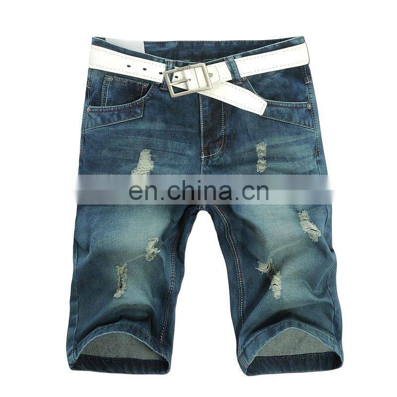 DiZNEW Custom High Quality Wholesale Ripped slim fit denim bermuda shorts men