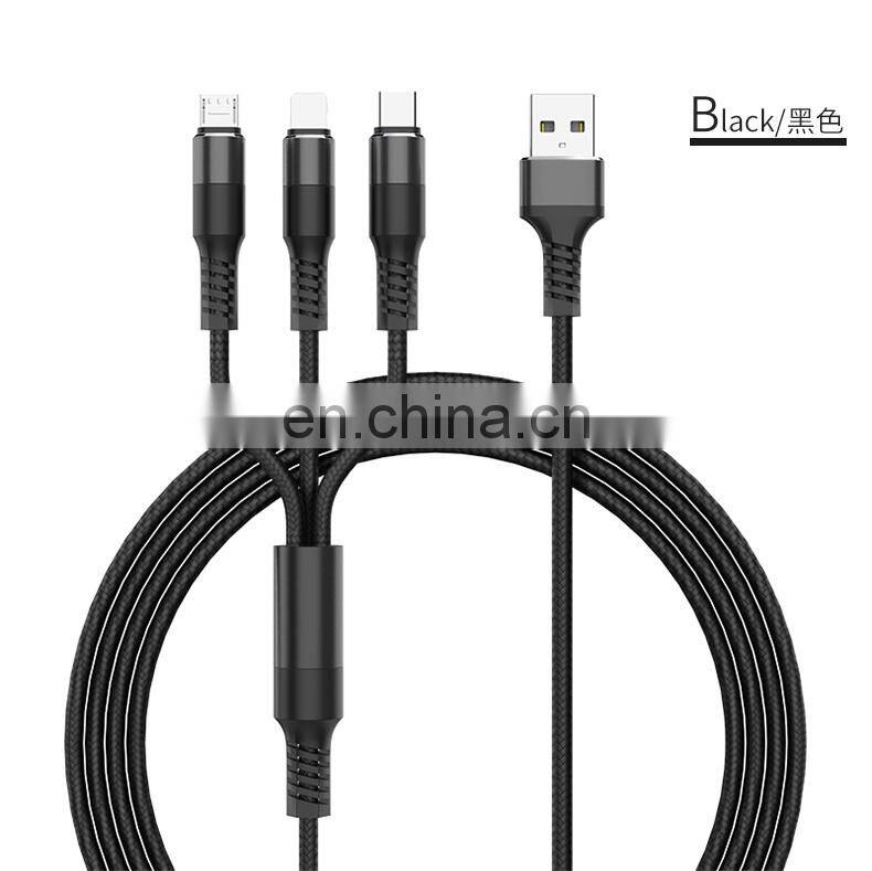 Multi 3 in1 USB Charging Cable Nylon Braided USB Cables Fast Multiple Charging cords