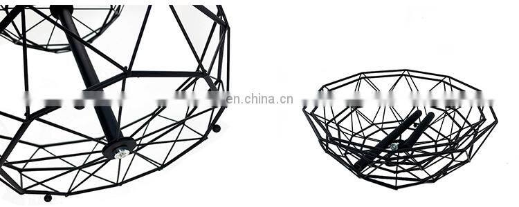 Nordic Home Kitchen Storage Organization Wire Mesh Food Holder Bowl Stand Hanging Fruit 2 Tier Metal Basket