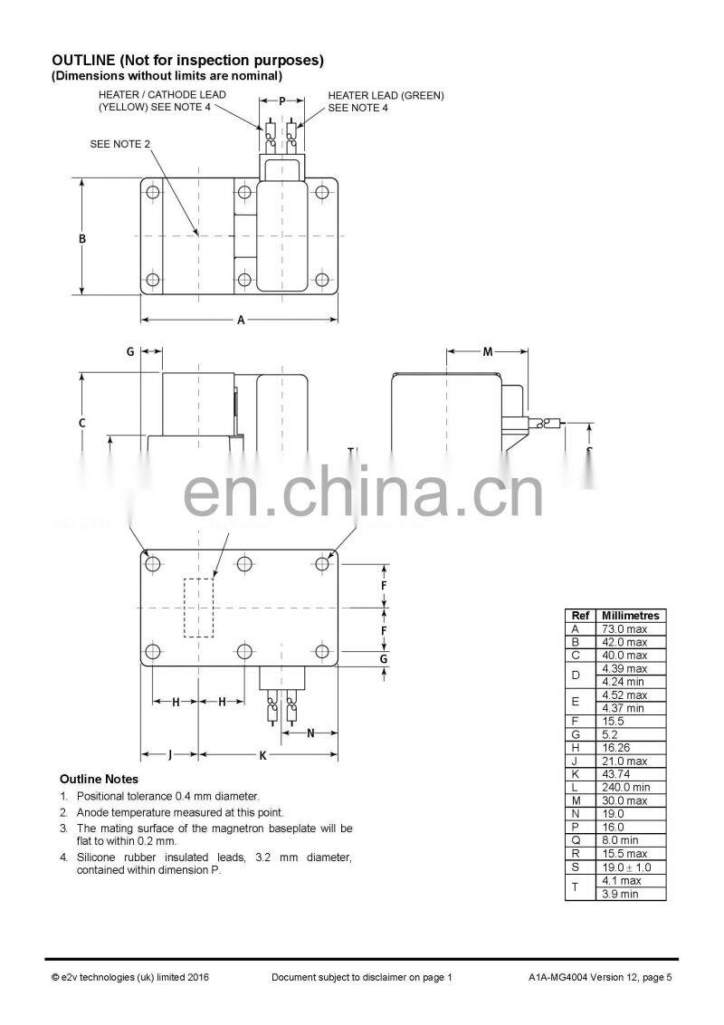 Marine electronics maritime navigation communication Furuno marine radar spare parts UK MG4004 E2V X band magnetron