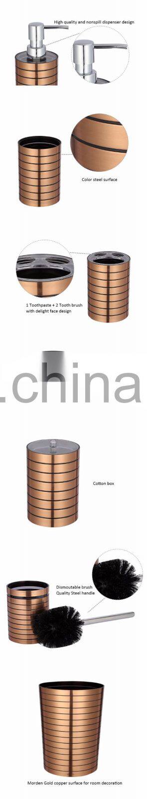 Factory Price Plastic Gold Zinc Bathroom 7pcs Luxury Accessories Set