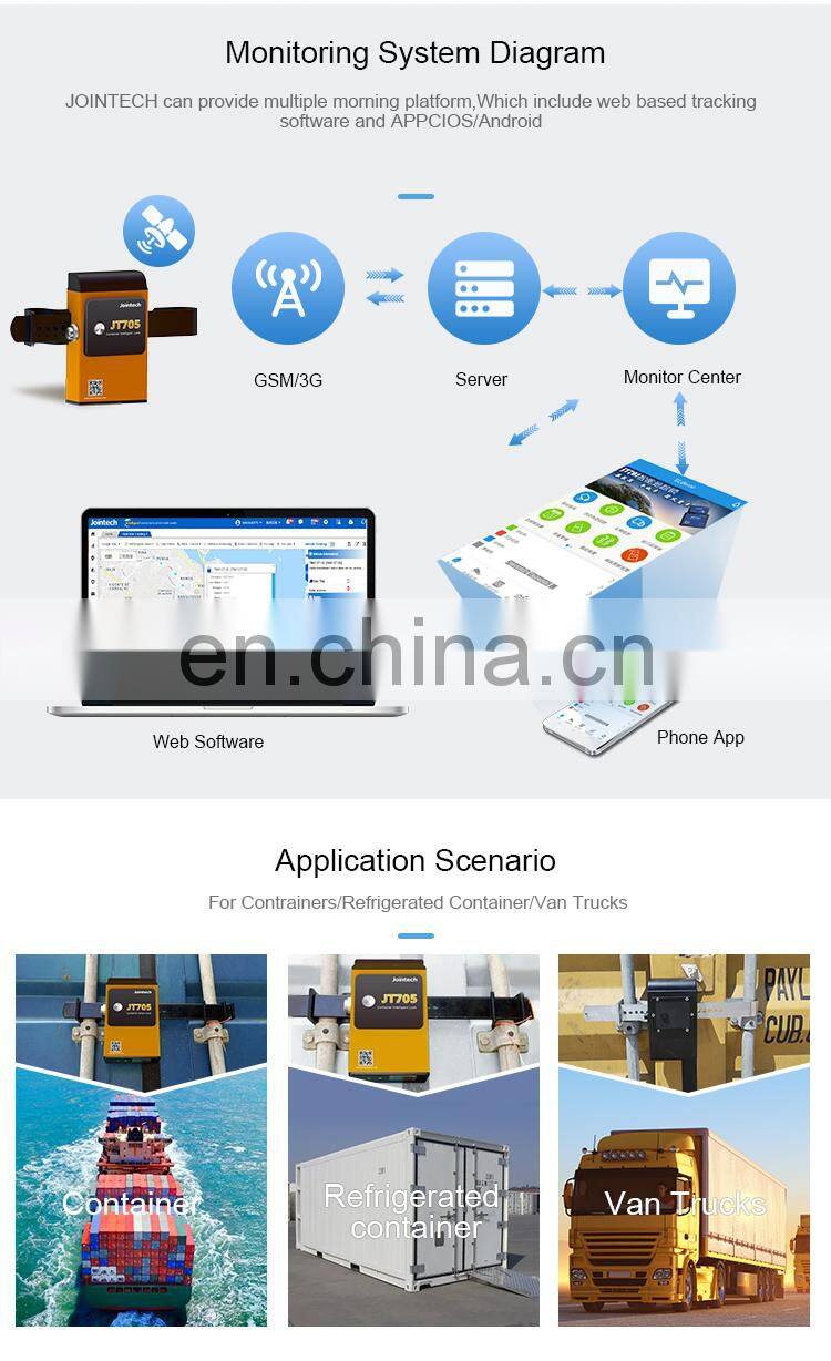 GPS container lock tracker JT705 lock unlock by QR code on site and SMS software APP remotely