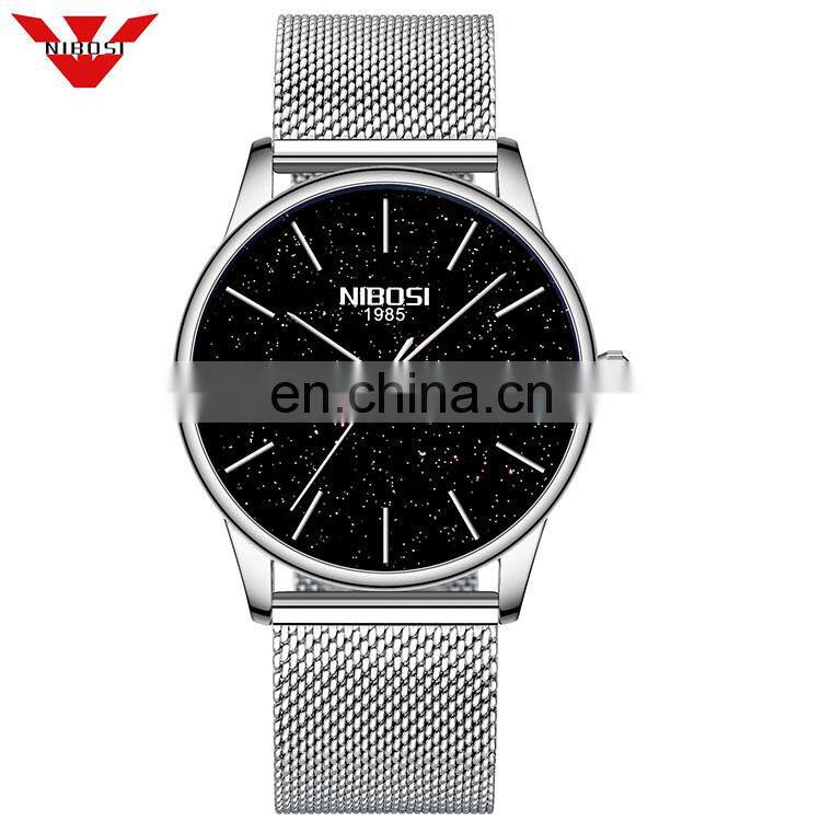 Quartz Watch Watches Stone Stainless Steel Original Quartz Fashion Japan Hot Sell Superior Slim 2020 Men Watches NIBOSI Round