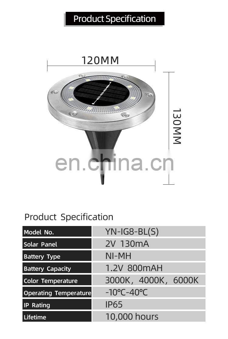Giangdong Led Solar Garden Lights Outdoor Lights Buried lamp Lighting for Lawn Patio Pathway Yard