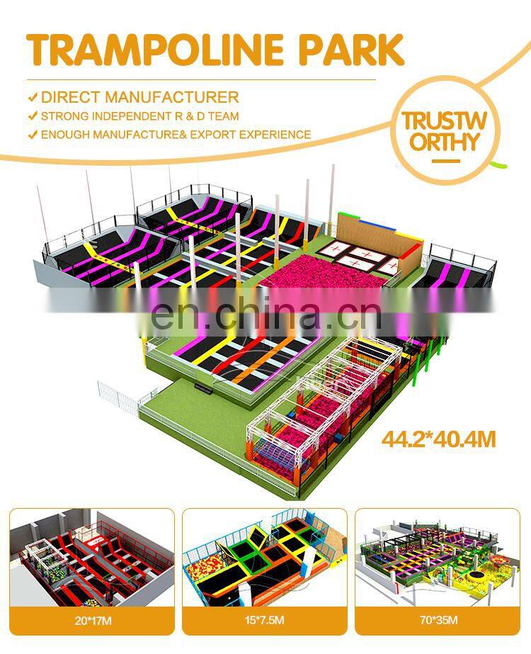 Children trampoline park with donuts slide Indoor children playground trampoline