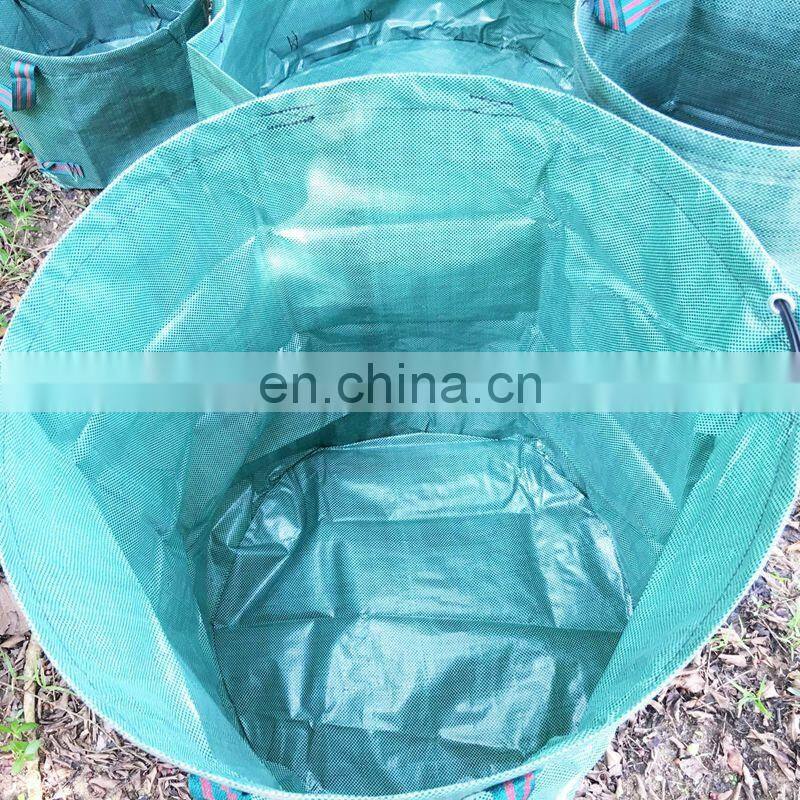 Heavy duty pop up/pe 600d polyester gardening bag with spring