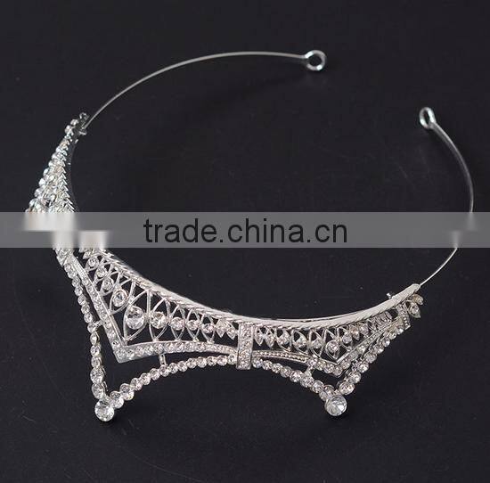 Custom rhinestone crystal large beauty pageant crowns & tiaras miss world tiaras