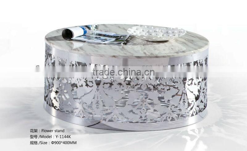 Round marble top stainless steel flower stand&coffee table for clubs