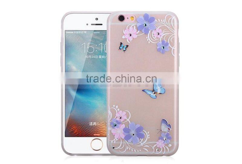 Ultra-Slim Glow In the Dark Mobile Phone Cases Luminous Plastic TPU Back Butterfly Flower Case for iPhone 6S 5 Plus